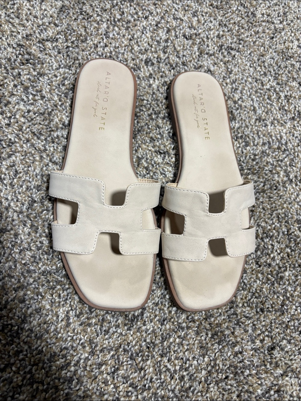 Altar'd State Neutral Cutout Slide Sandals